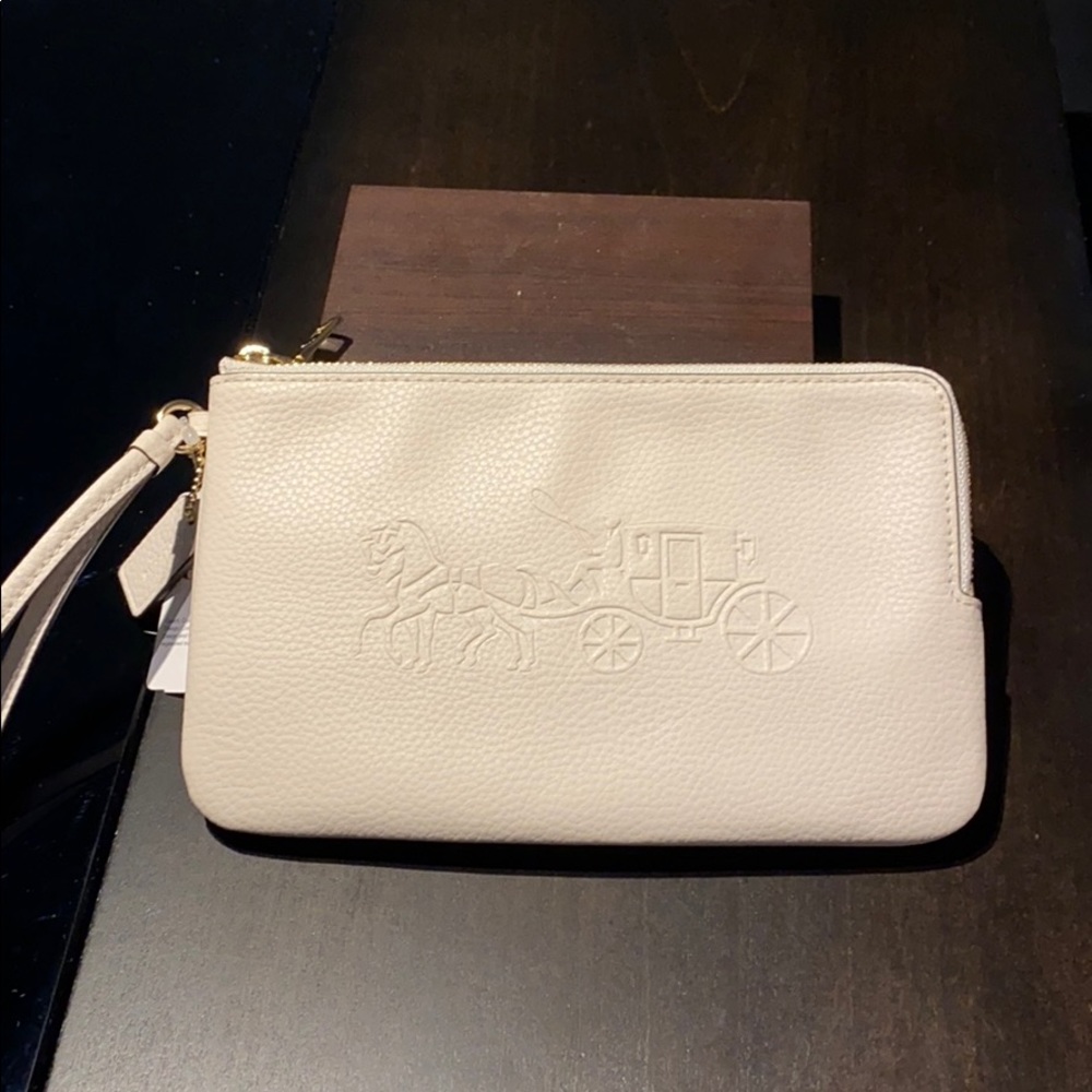 Coach embossed double zip wallet